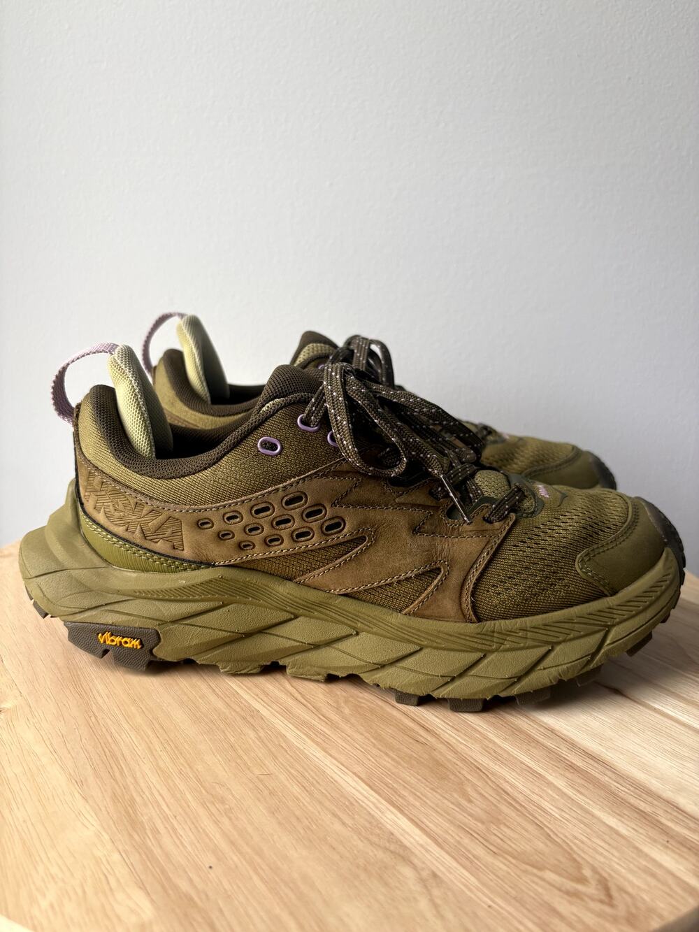 HOKA Anacapa Breeze Low Womens 5.5 Green Moss Dark Olive Hiking Shoes